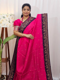Jute Banarasi Silk Saree - Pink with Purple