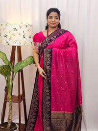 Jute Banarasi Silk Saree - Pink with Purple