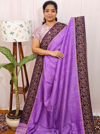 Jute Banarasi Silk Saree - Dark Lavender with Dark Purple