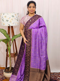 Jute Banarasi Silk Saree - Dark Lavender with Dark Purple