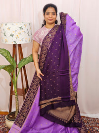 Jute Banarasi Silk Saree - Dark Lavender with Dark Purple