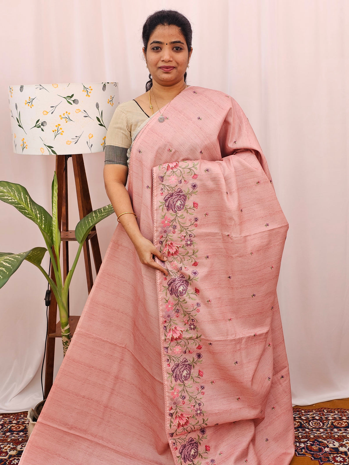 Soft Tussar Kota Weaving - Peach