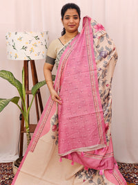 Green Silk with Digital Prints - Pink