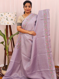 Soft Tussar Checks Weaving - Lavender