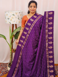 Soft Semi Silk with Heavy Embroidery - Purple