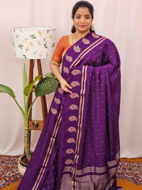 Soft Semi Silk with Heavy Embroidery - Purple