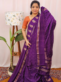 Soft Semi Silk with Heavy Embroidery - Purple