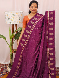 Soft Semi Silk with Heavy Embroidery - Magenta Pink