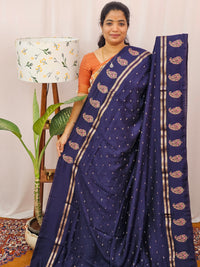Soft Semi Silk with Heavy Embroidery - Blue