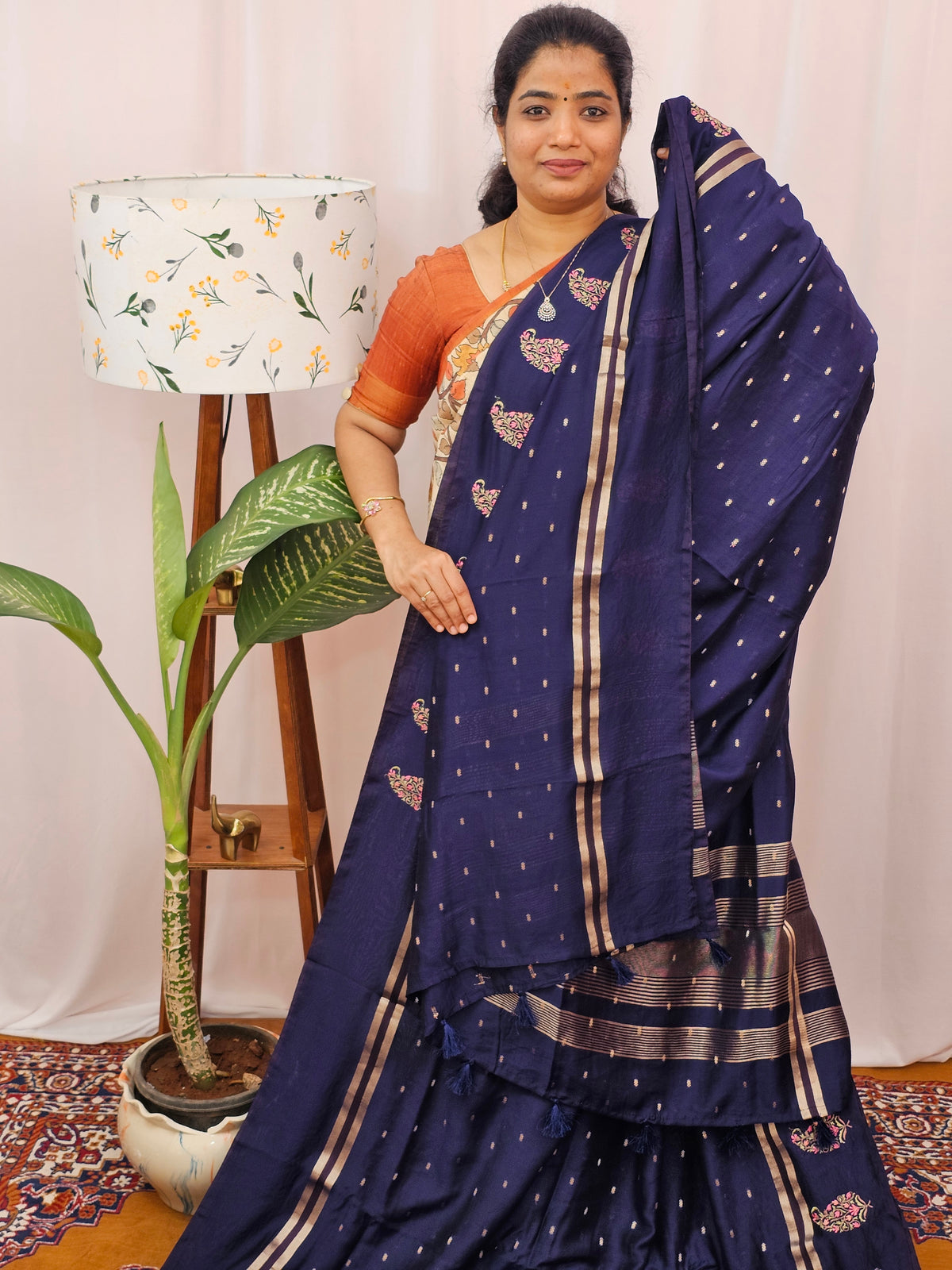 Soft Semi Silk with Heavy Embroidery - Blue