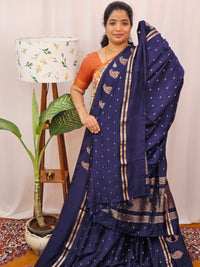 Soft Semi Silk with Heavy Embroidery - Blue