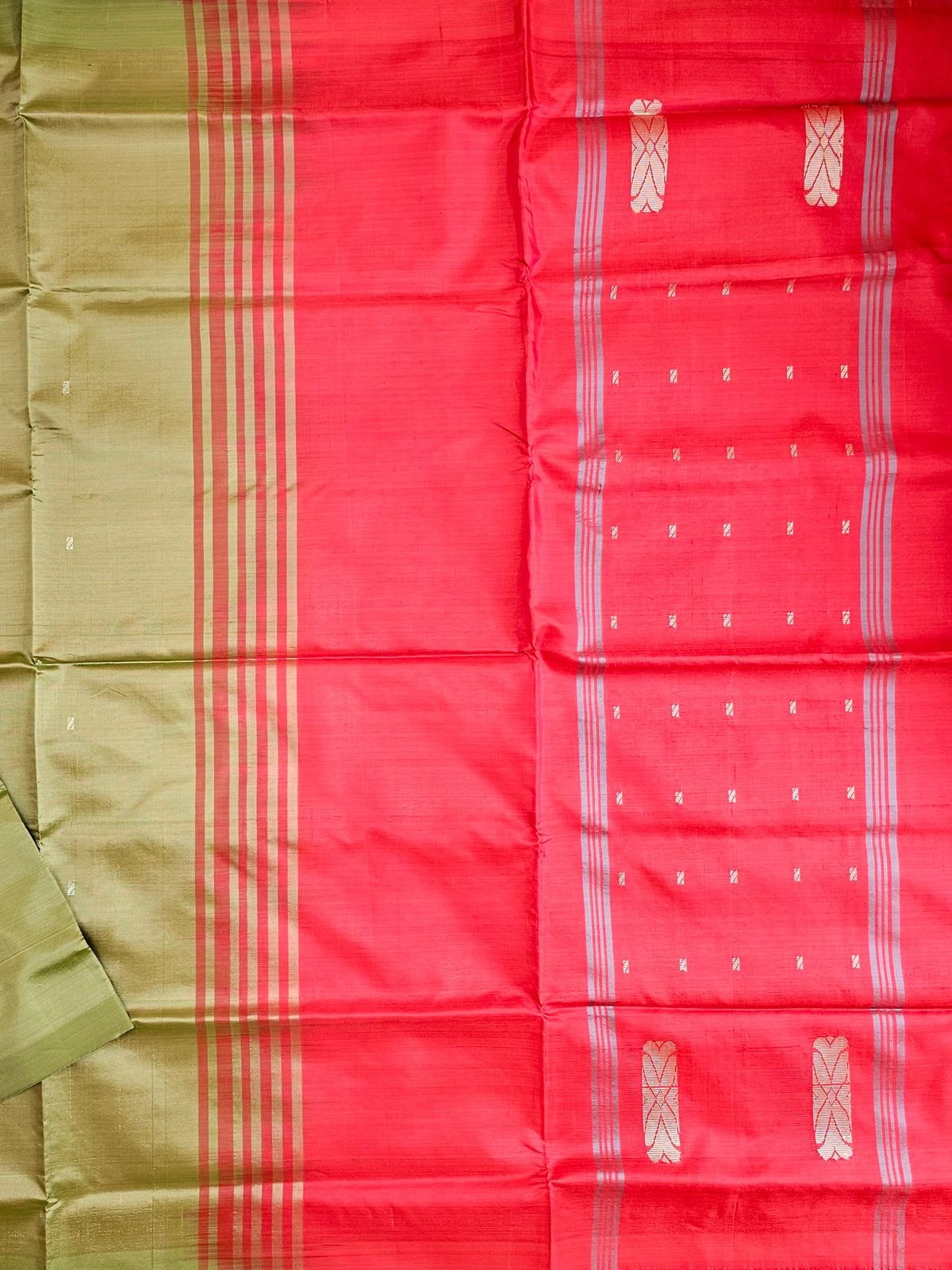 Green with Red Chinnalampattu Saree with Blouse