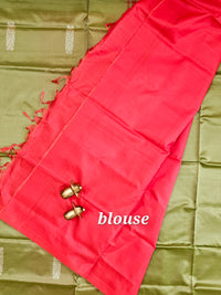 Green with Red Chinnalampattu Saree with Blouse