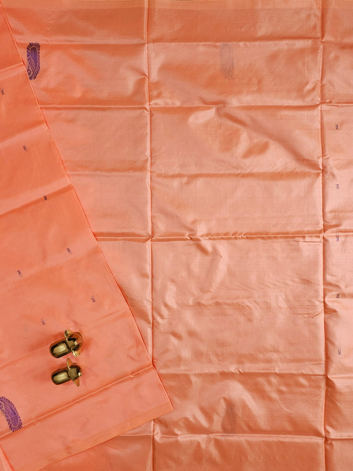 Peach with Green  Chinnalampattu Saree with Blouse