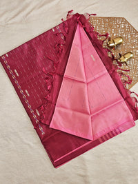 Peach with Maroon  Chinnalampattu Saree with Blouse