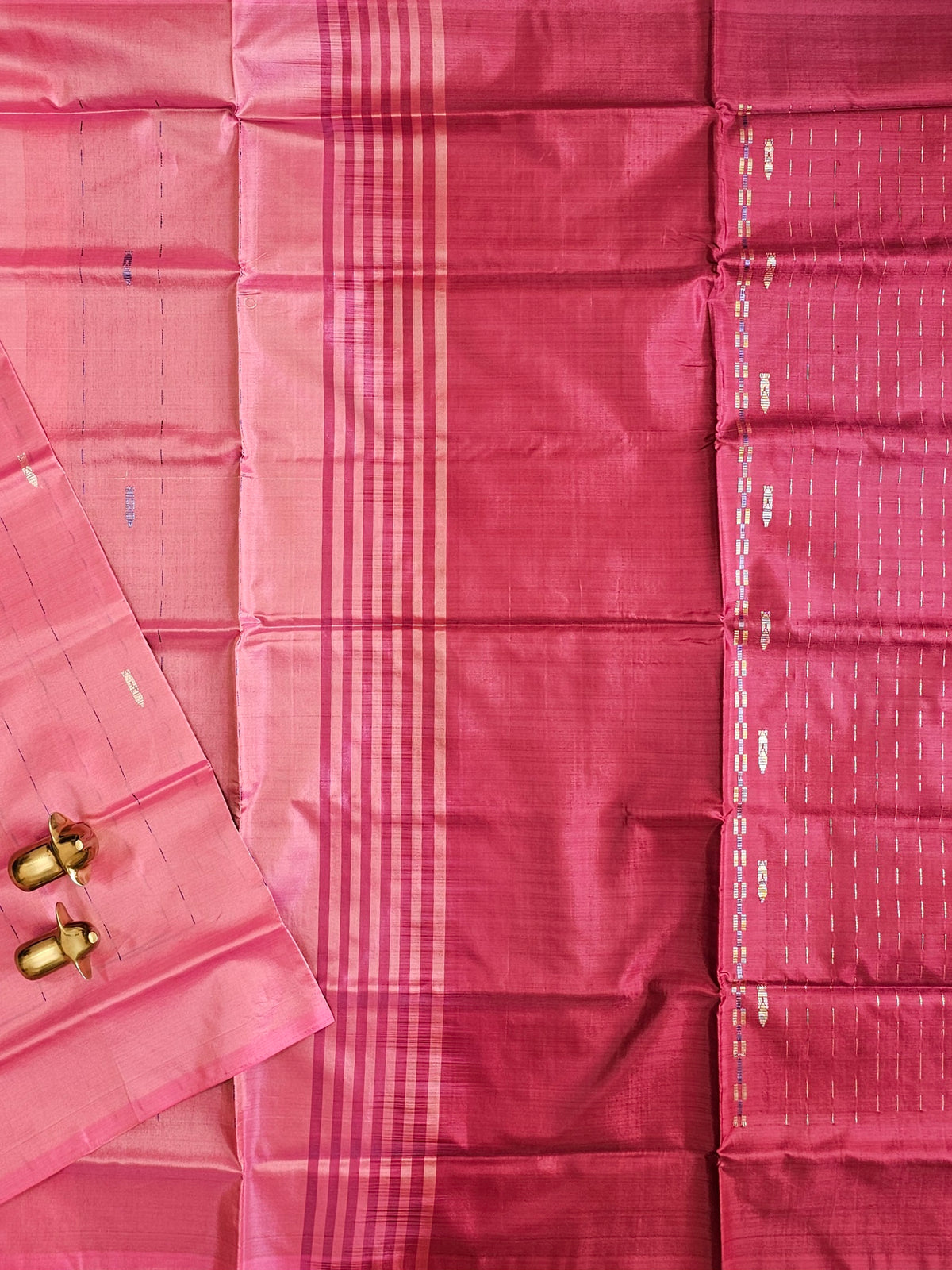 Peach with Maroon  Chinnalampattu Saree with Blouse