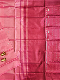 Peach with Maroon  Chinnalampattu Saree with Blouse