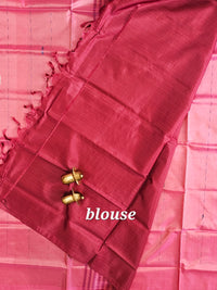 Peach with Maroon  Chinnalampattu Saree with Blouse