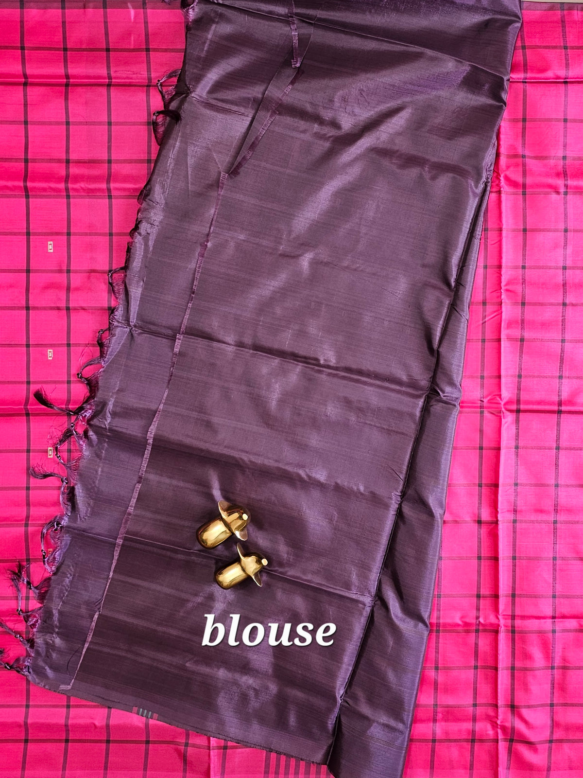 Pink with Dark Purple Chinnalampattu Saree with Blouse