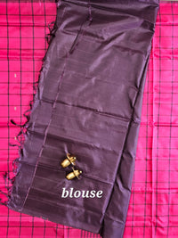 Pink with Dark Purple Chinnalampattu Saree with Blouse