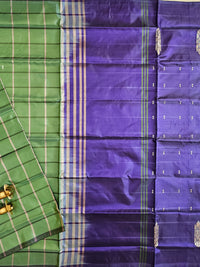 Green with Violet Chinnalampattu Saree with Blouse