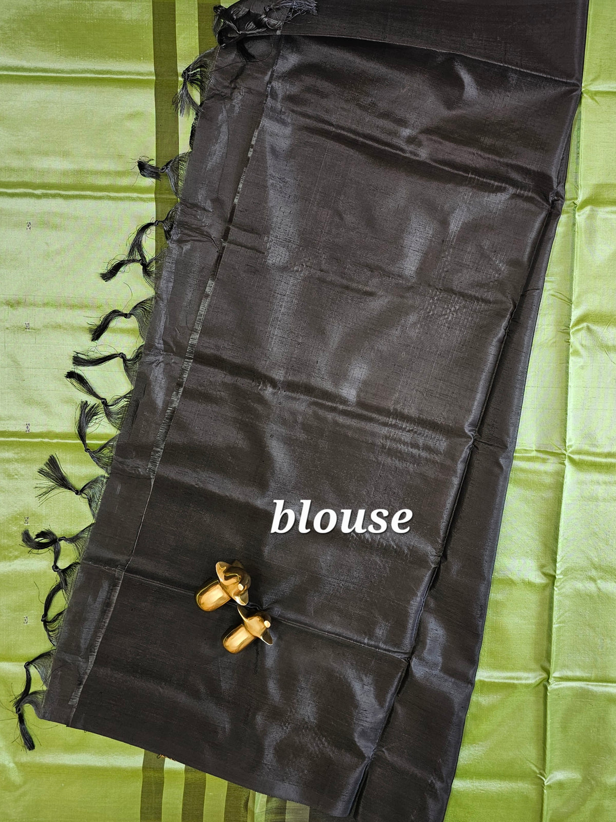 Green with Black  Chinnalampattu Saree with Blouse