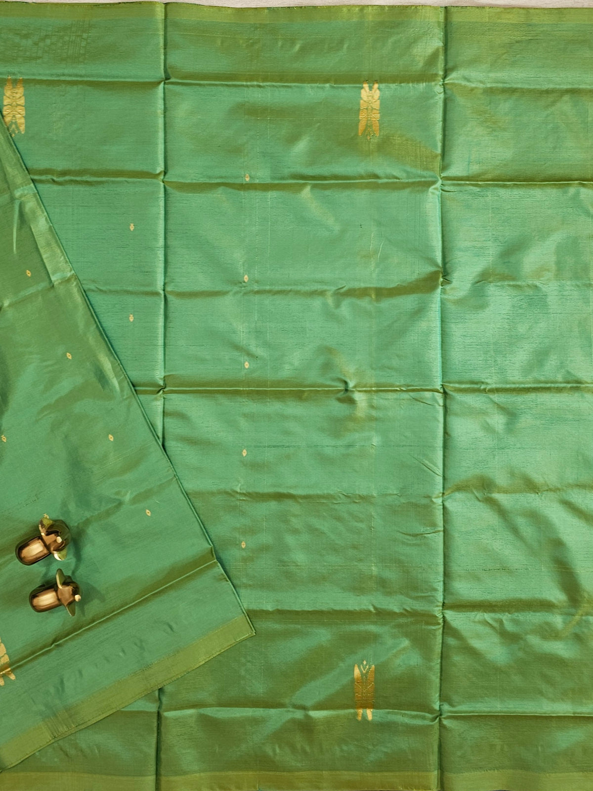 Green with Grey Chinnalampattu Saree with Blouse