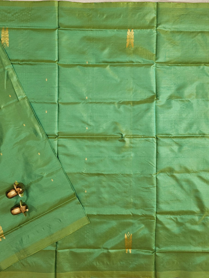 Green with Grey Chinnalampattu Saree with Blouse