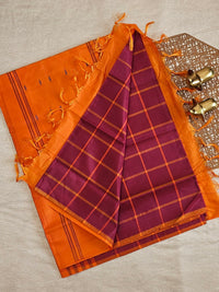 Maroon with Orange Chinnalampattu Saree with Blouse