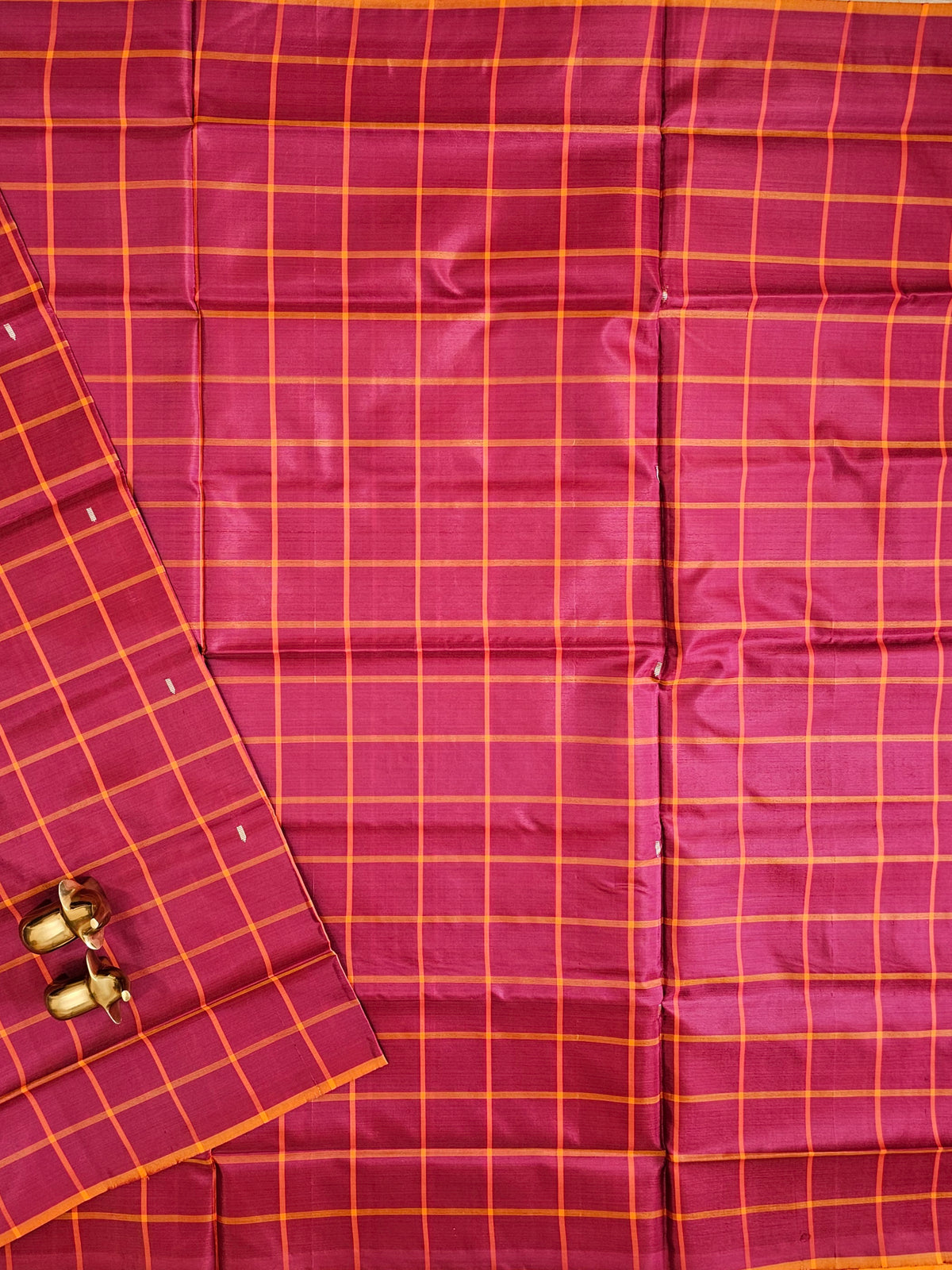 Maroon with Orange Chinnalampattu Saree with Blouse