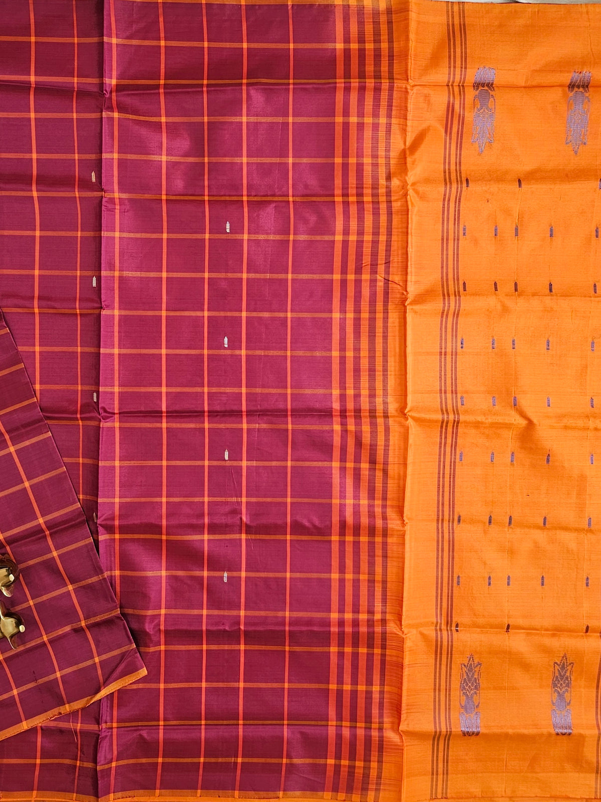 Maroon with Orange Chinnalampattu Saree with Blouse