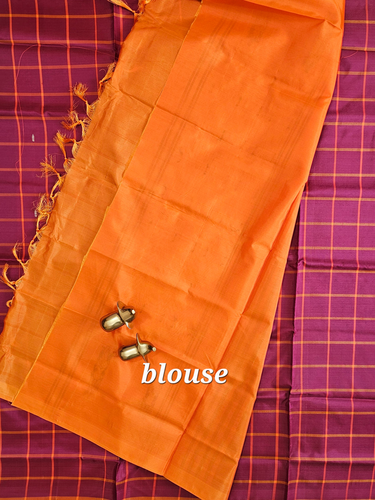 Maroon with Orange Chinnalampattu Saree with Blouse