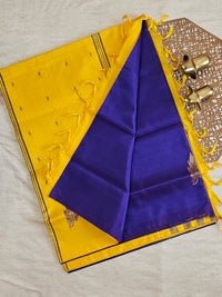 Blue with Yellow Chinnalampattu Saree with Blouse