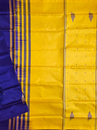 Blue with Yellow Chinnalampattu Saree with Blouse