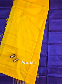 Blue with Yellow Chinnalampattu Saree with Blouse