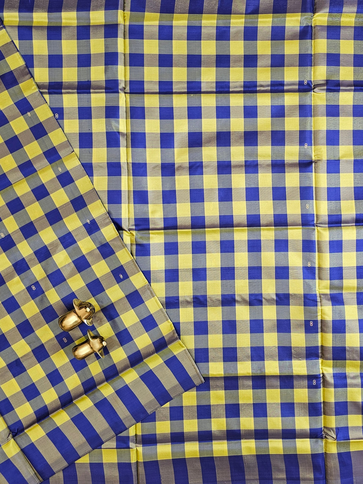 Yellow with Blue Chinnalampattu Saree with Blouse