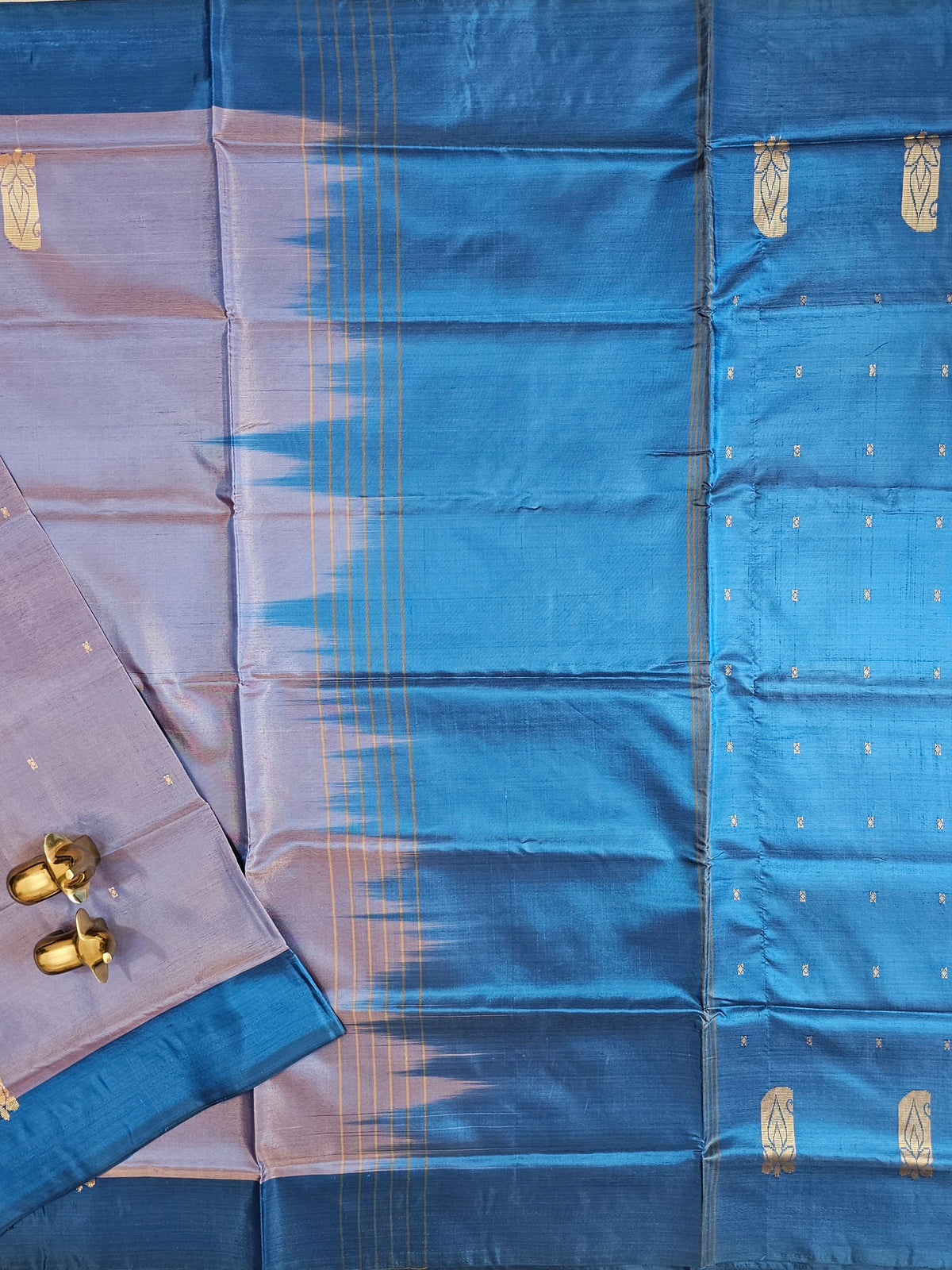 Dark Onion with Blue  Chinnalampattu Saree with Blouse