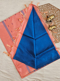 Blue with Peach Chinnalampattu Saree with Blouse