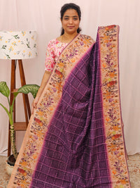 Semi Chanderi Saree - Purple