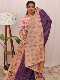Semi Chanderi Saree - Purple