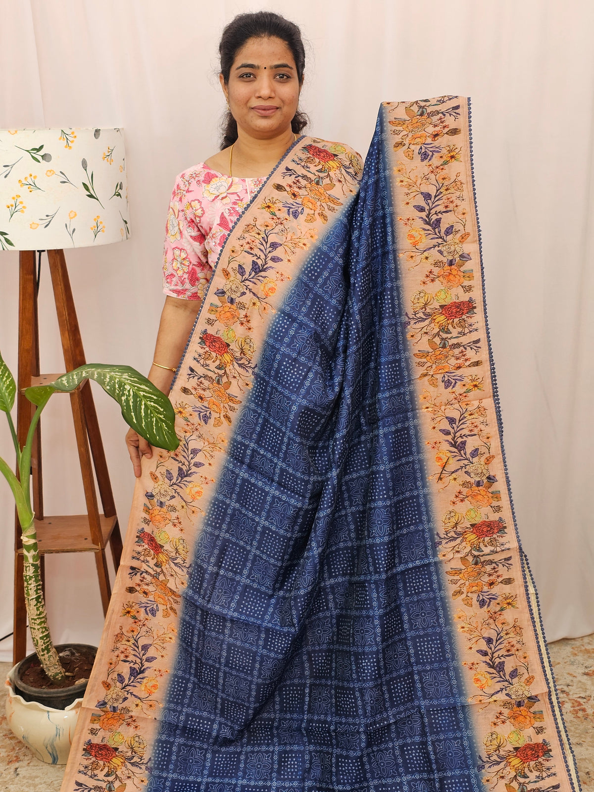 Semi Chanderi Saree - Blue