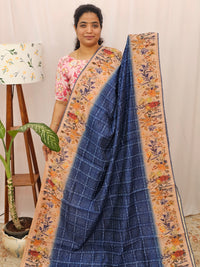 Semi Chanderi Saree - Blue