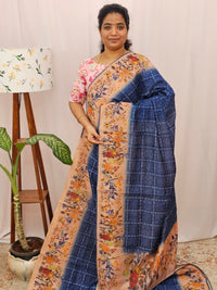 Semi Chanderi Saree - Blue