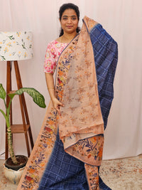 Semi Chanderi Saree - Blue
