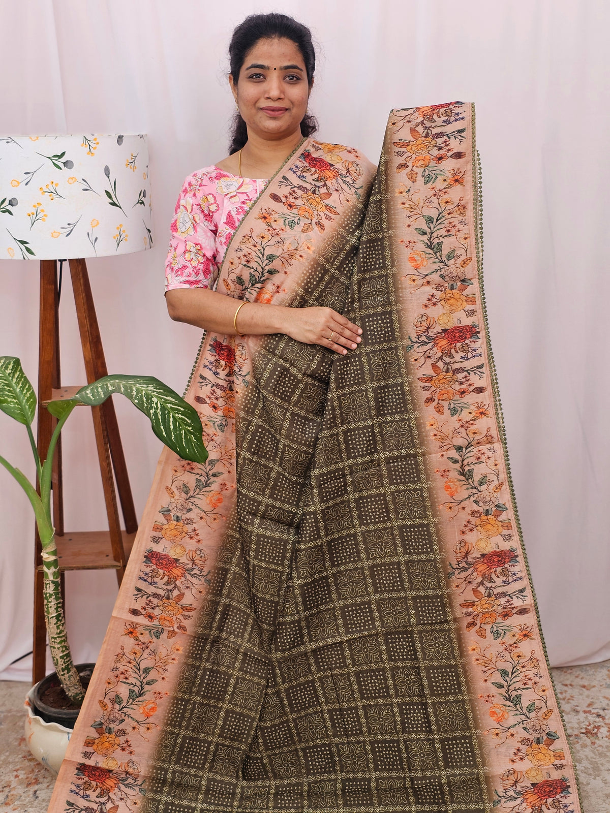 Semi Chanderi Saree - Green