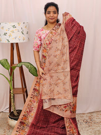 Semi Chanderi Saree - Maroon