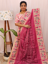Semi Chanderi Saree - Pink
