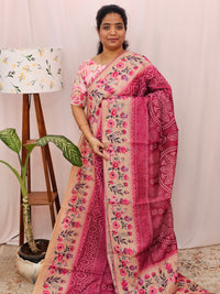 Semi Chanderi Saree - Pink
