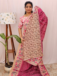 Semi Chanderi Saree - Pink