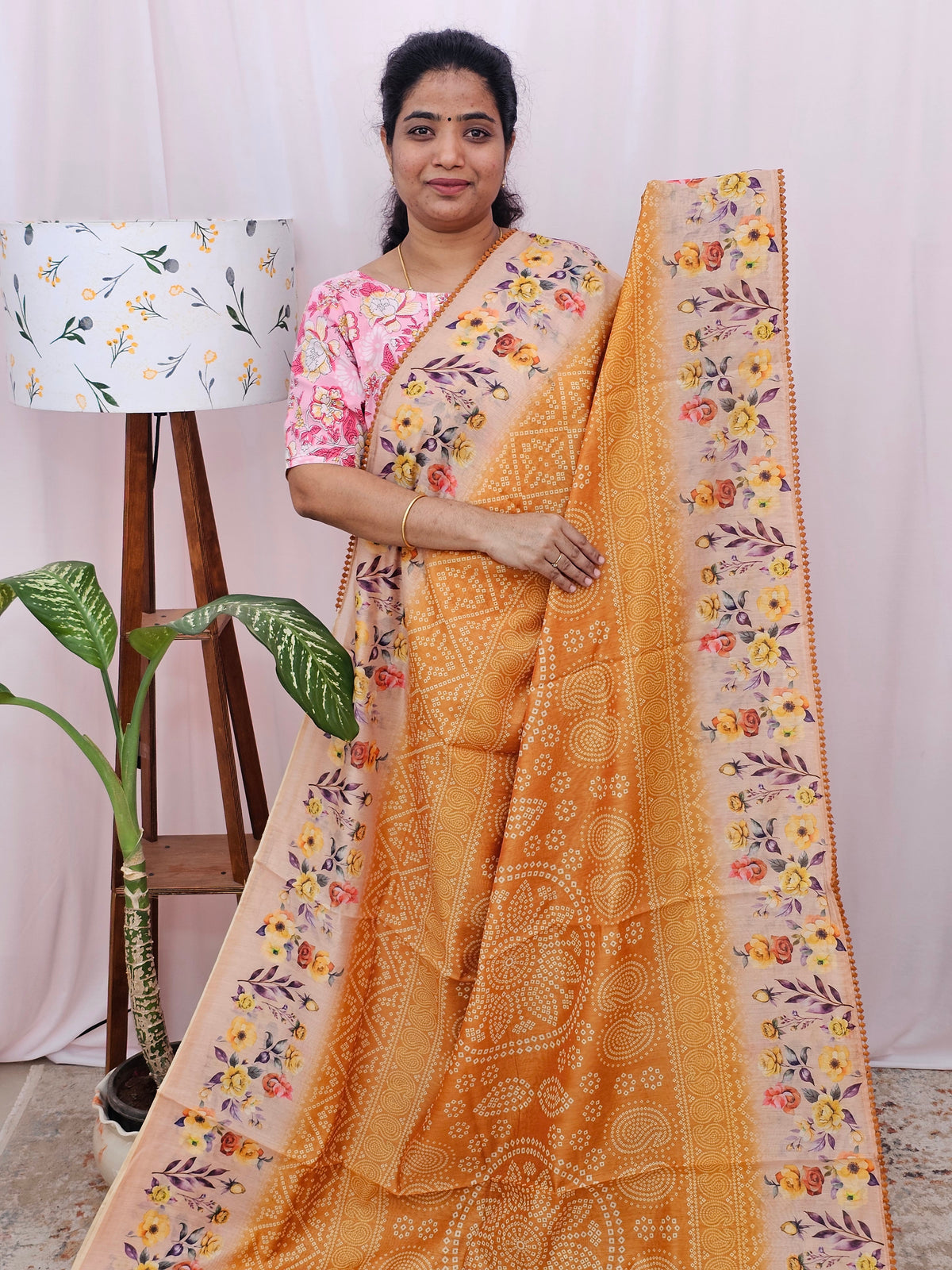 Semi Chanderi Saree - Yellow
